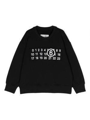 MM6 Maison Margiela Kids numbers-patch cotton sweatshirt - Black