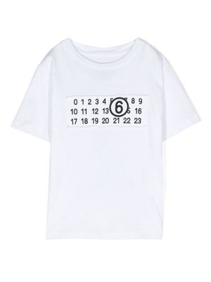 MM6 Maison Margiela Kids numbers-patch cotton T-shirt - White