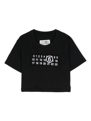 MM6 Maison Margiela Kids numbers-patch cropped T-shirt - Black