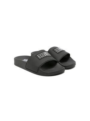 MM6 Maison Margiela Kids numbers-patch slides - Black