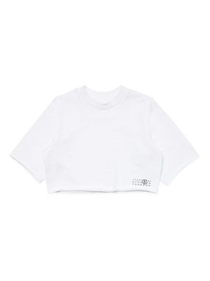 MM6 Maison Margiela Kids numbers-print cropped cotton T-shirt - White