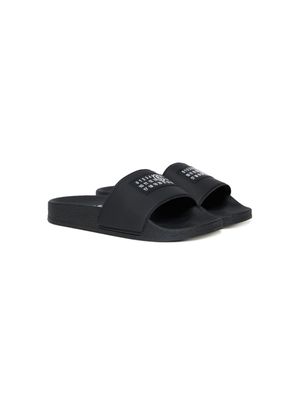 MM6 Maison Margiela Kids numeric-logo flat slides - Black