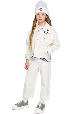 MM6 Maison Margiela Kids Off-White Logo Denim Jacket