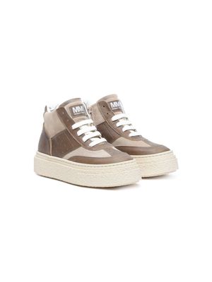 MM6 Maison Margiela Kids panelled high-top sneakers - Brown