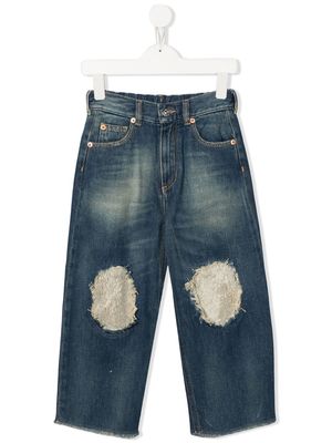 MM6 Maison Margiela Kids patch-detail wide-leg jeans - Blue