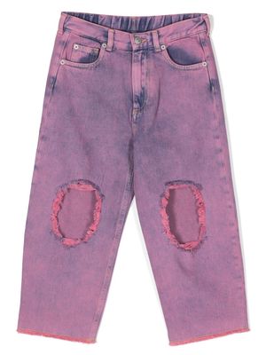 MM6 Maison Margiela Kids ripped-detail straight-leg jeans - Pink