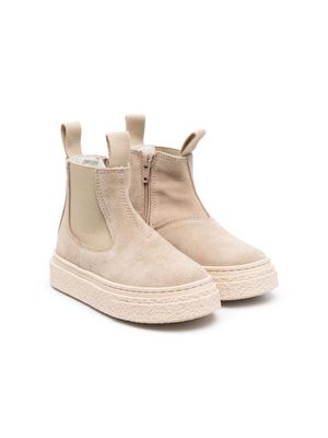 MM6 Maison Margiela Kids round-toe suede boots - Neutrals