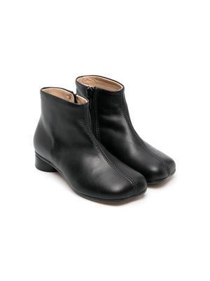 MM6 Maison Margiela Kids square-toe leather ankle boots - Black