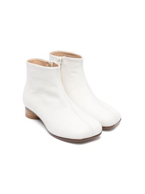 MM6 Maison Margiela Kids square-toe leather ankle boots - Neutrals