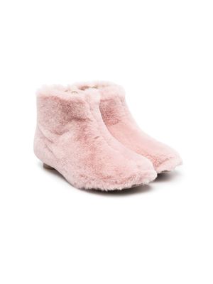 MM6 Maison Margiela Kids Tabi faux-fur ankle boots - Pink