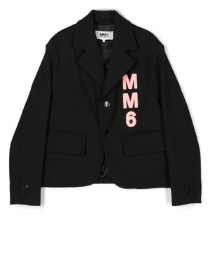 MM6 Maison Margiela Kids TEEN logo-appliqué blazer - Black