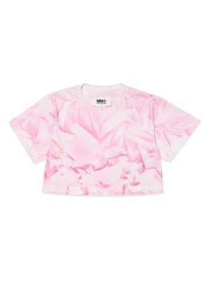 MM6 Maison Margiela Kids tie-dye print cropped cotton T-shirt - Pink