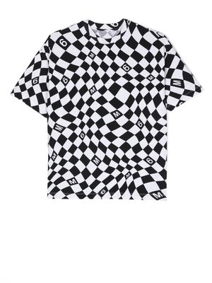 MM6 Maison Margiela Kids warp check pattern cotton T-shirt - Black