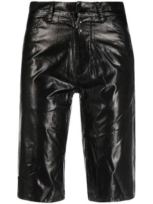MM6 Maison Margiela laminated straight denim shorts - Black