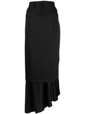 MM6 Maison Margiela layered asymmetric maxi skirt - Black