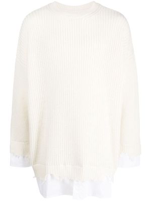 MM6 Maison Margiela layered distressed crochet-knit jumper - White