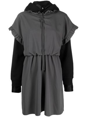 MM6 Maison Margiela layered hooded minidress - Grey