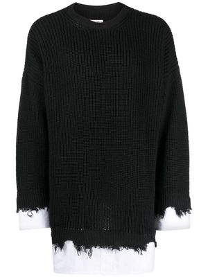 MM6 Maison Margiela layered waffle-knit jumper - Black