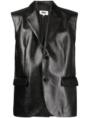 MM6 Maison Margiela leather sleeveless shirt - Black