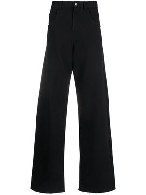 MM6 Maison Margiela logo-embroidered cotton wide-leg trousers - Black