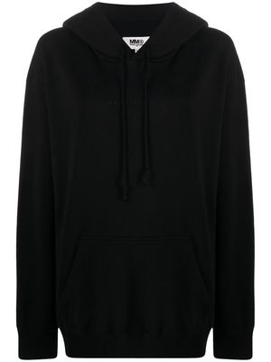 MM6 Maison Margiela logo-embroidered drawstring hoodie - Black