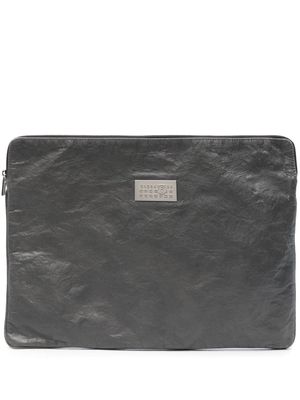 MM6 Maison Margiela logo-plaque leather laptop bag - Grey