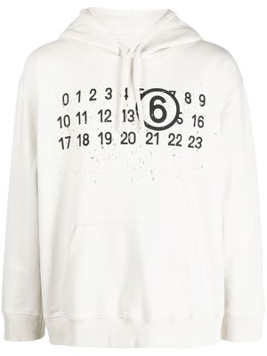 MM6 Maison Margiela logo-print distressed hoodie - White