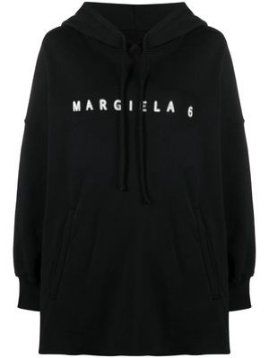 MM6 Maison Margiela logo-print slouchy hoodie - Black