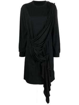 MM6 Maison Margiela long-sleeve draped jumper dress - Black