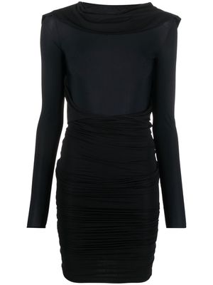 MM6 Maison Margiela long-sleeve ruched dress - Black