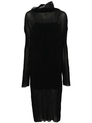 MM6 Maison Margiela long sleeves plissé midi dress - Black