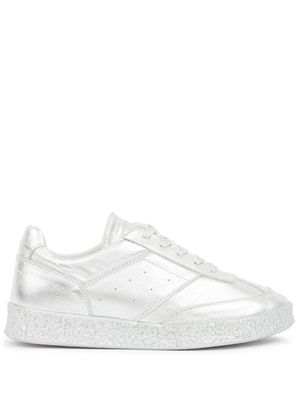 MM6 Maison Margiela metallic-finish lace-up sneakers - Silver