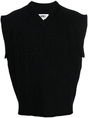 MM6 Maison Margiela number-motif embroidered vest - Black