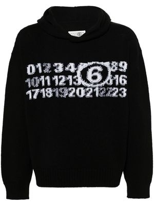 MM6 Maison Margiela Number-motif hooded jumper - Black