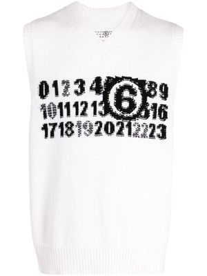 MM6 Maison Margiela numbers-intarsia knitted vest - White