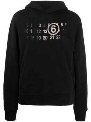 MM6 Maison Margiela Numbers logo-print cotton blend hoodie - Black