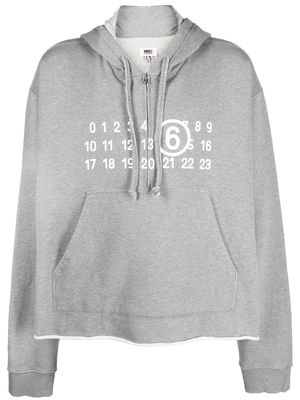 MM6 Maison Margiela numbers-motif cotton hoodie - Grey