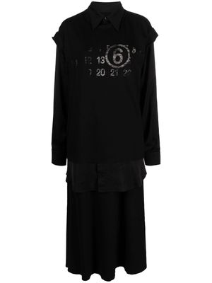 MM6 Maison Margiela numbers-motif cotton midi dress - Black