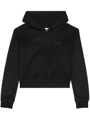 MM6 Maison Margiela numbers-motif cropped zipped hoodie - Black