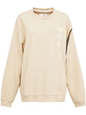 MM6 Maison Margiela Numbers-motif cut-out sweatshirt - Neutrals