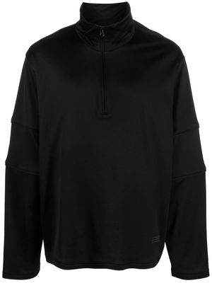 MM6 Maison Margiela numbers-motif half-zip T-shirt - Black