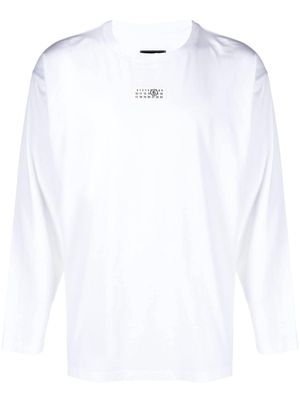 MM6 Maison Margiela numbers motif-patch long-sleeve T-shirt - White