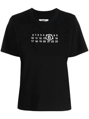 MM6 Maison Margiela numbers-motif T-shirt - Black