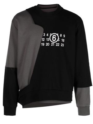 MM6 Maison Margiela numbers-print layered sweatshirt - Black