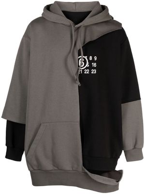 MM6 Maison Margiela Numeric-print layered hoodie - Black