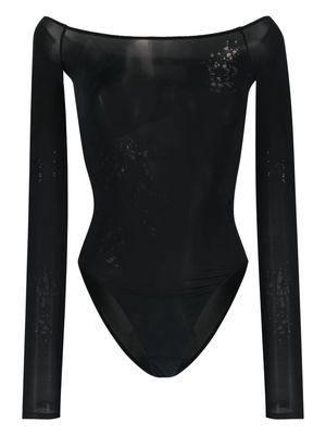 MM6 Maison Margiela off-shoulder semi-sheer bodysuit - Black