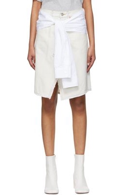 MM6 Maison Margiela Off-White Denim Midi Skirt