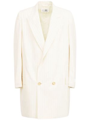 MM6 Maison Margiela oversized pinstripe double-breasted blazer - Neutrals