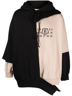 MM6 Maison Margiela panelled asymmetric hoodie - Black