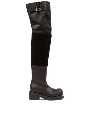 MM6 Maison Margiela panelled buckled leather boots - Black